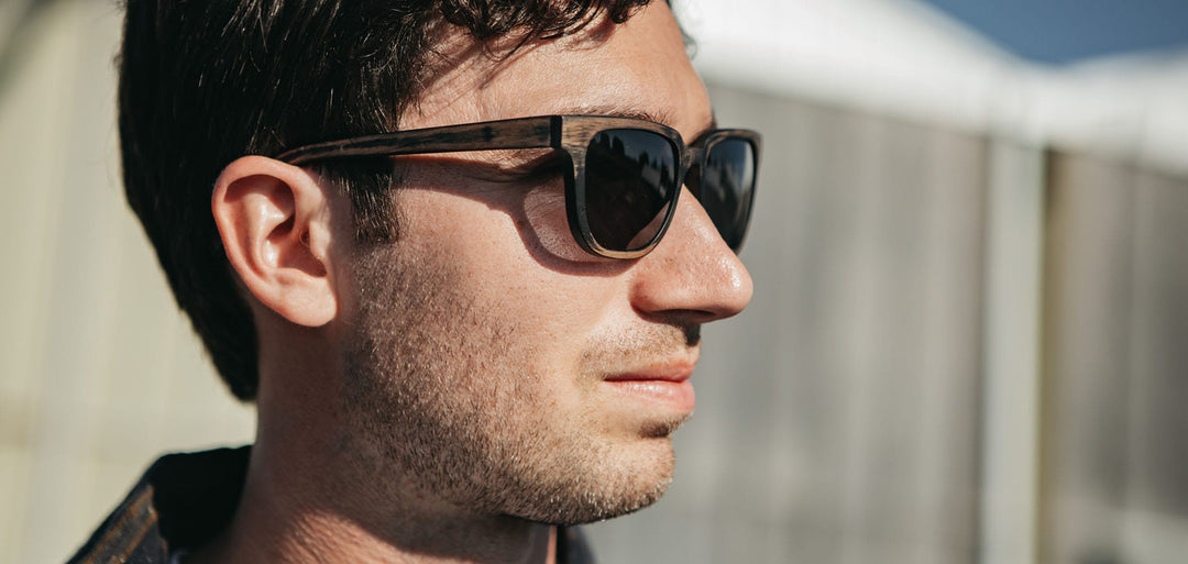 Distressed Dark Walnut*Grey + Distressed Dark Walnut*Grey Polarized | Shwood Prescott Wood Sunglasses Distressed Dark Walnut